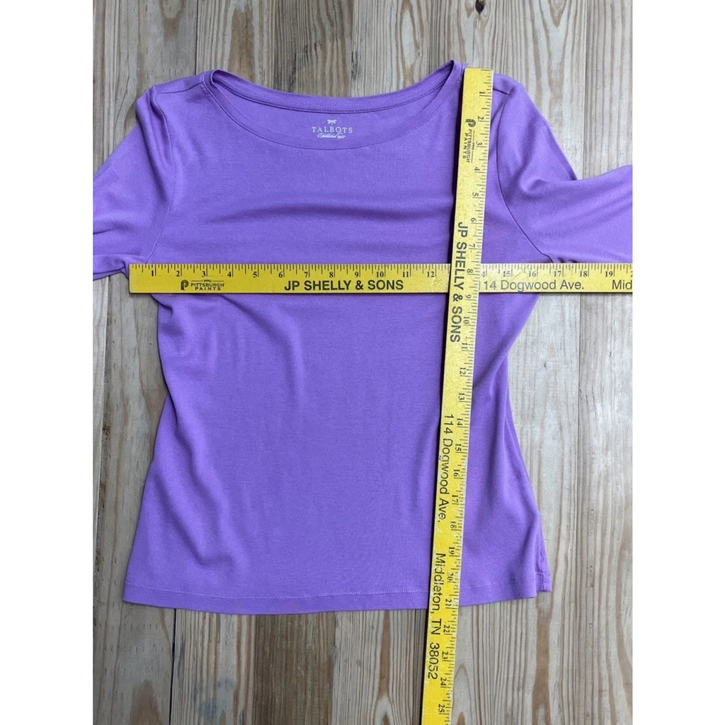 Talbots Tee Top Womens Size Small Petite 3/4 Sleeve 100% Pima Cotton Purple