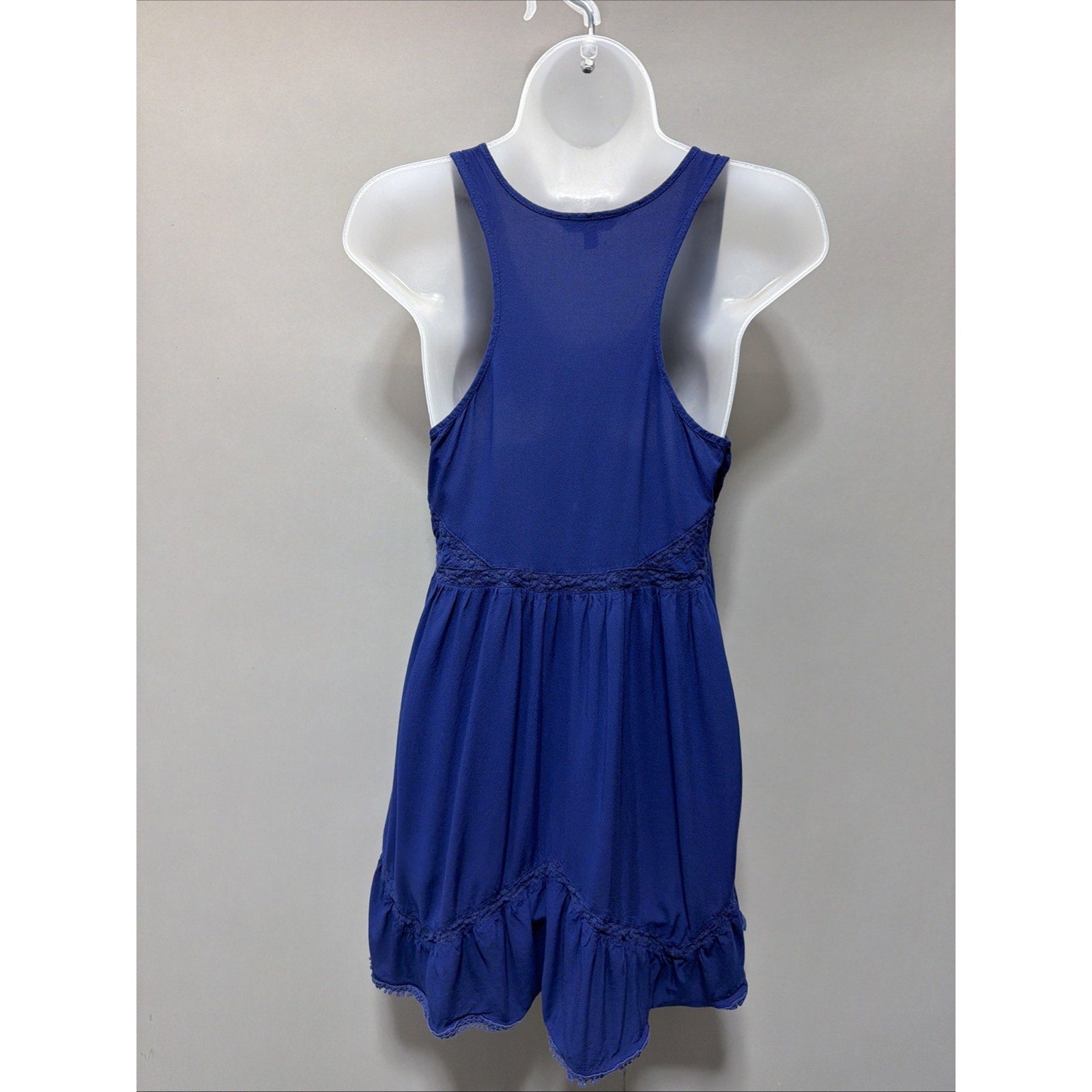 Express Women's Size Small Blue Crochet Detailed Sleeveless Babydoll Fit Dress