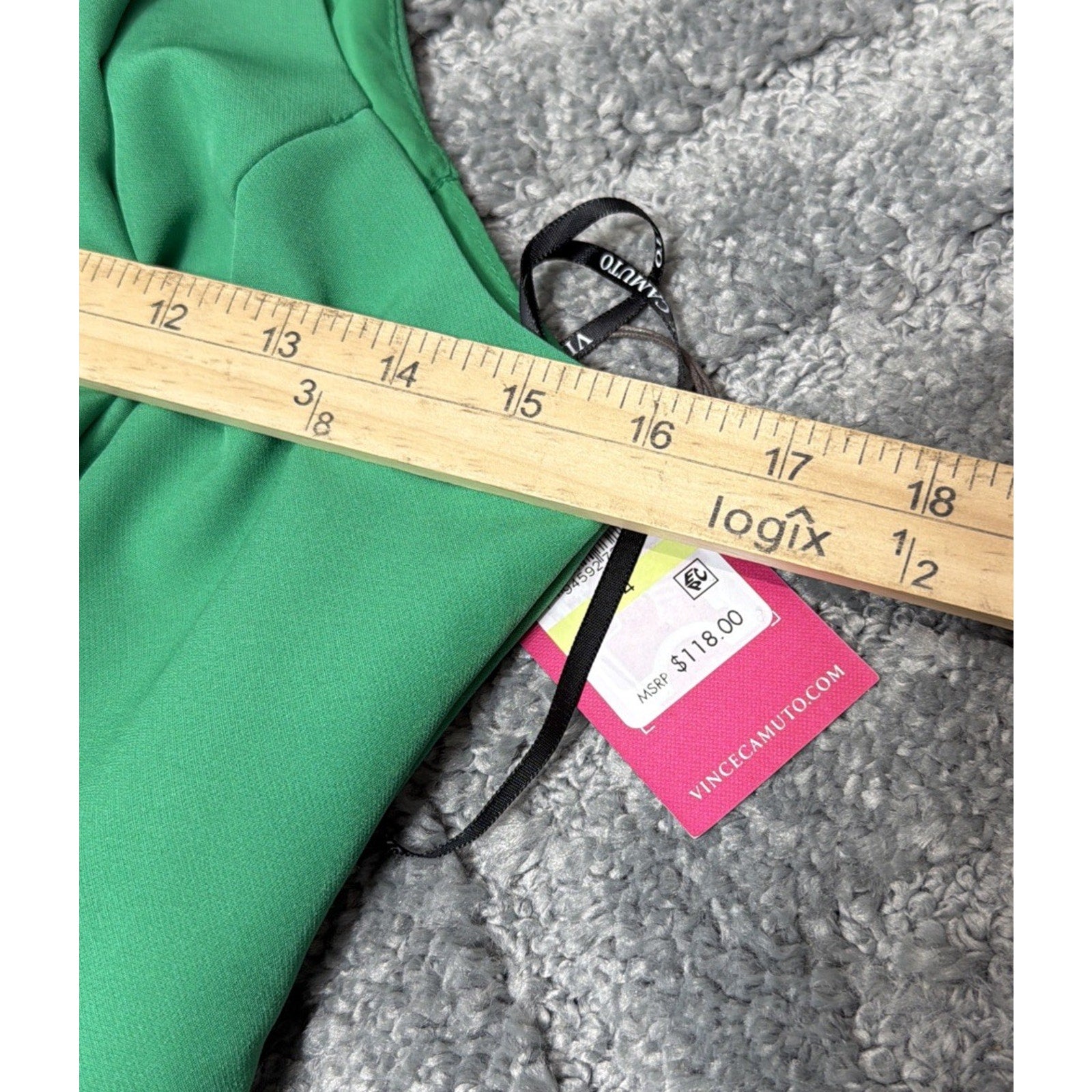 Vince Camuto Women's Green Laguna Crepe Bodycon Front-Ruffle Dress Size 4