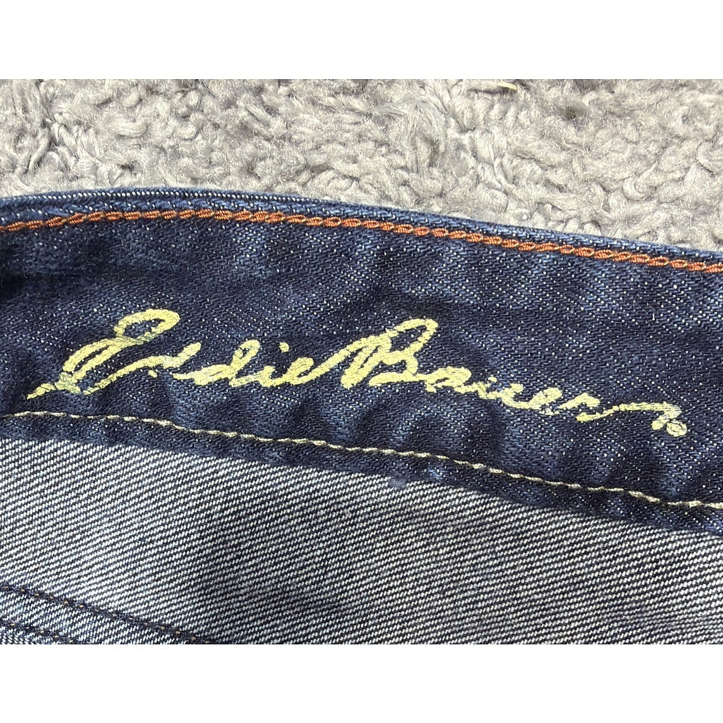 Eddie Bauer Womens Curvy Slim Straight Stretch Raw Hem Denim Jeans 10 32x30