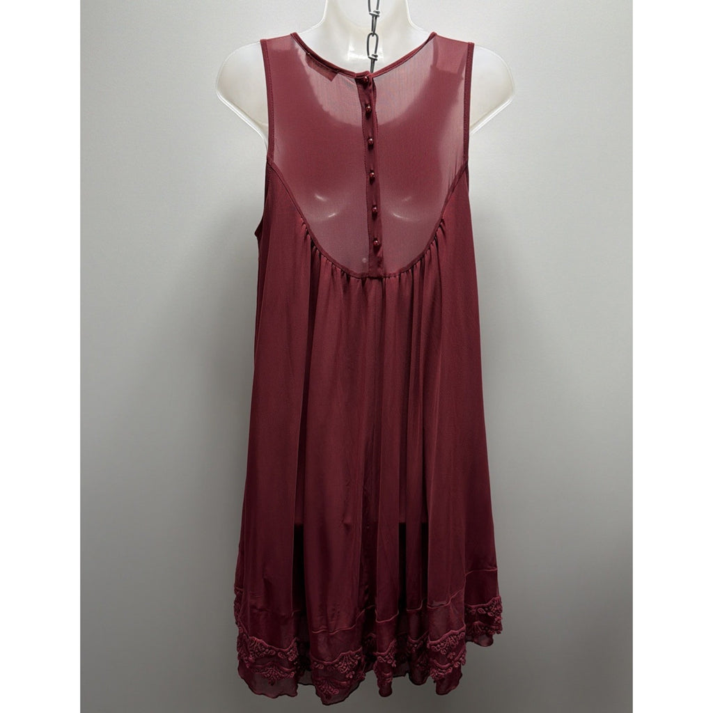 Altar’d State Burgundy Crochet Lace Swing Dress Boho Sleeveless Women’s L