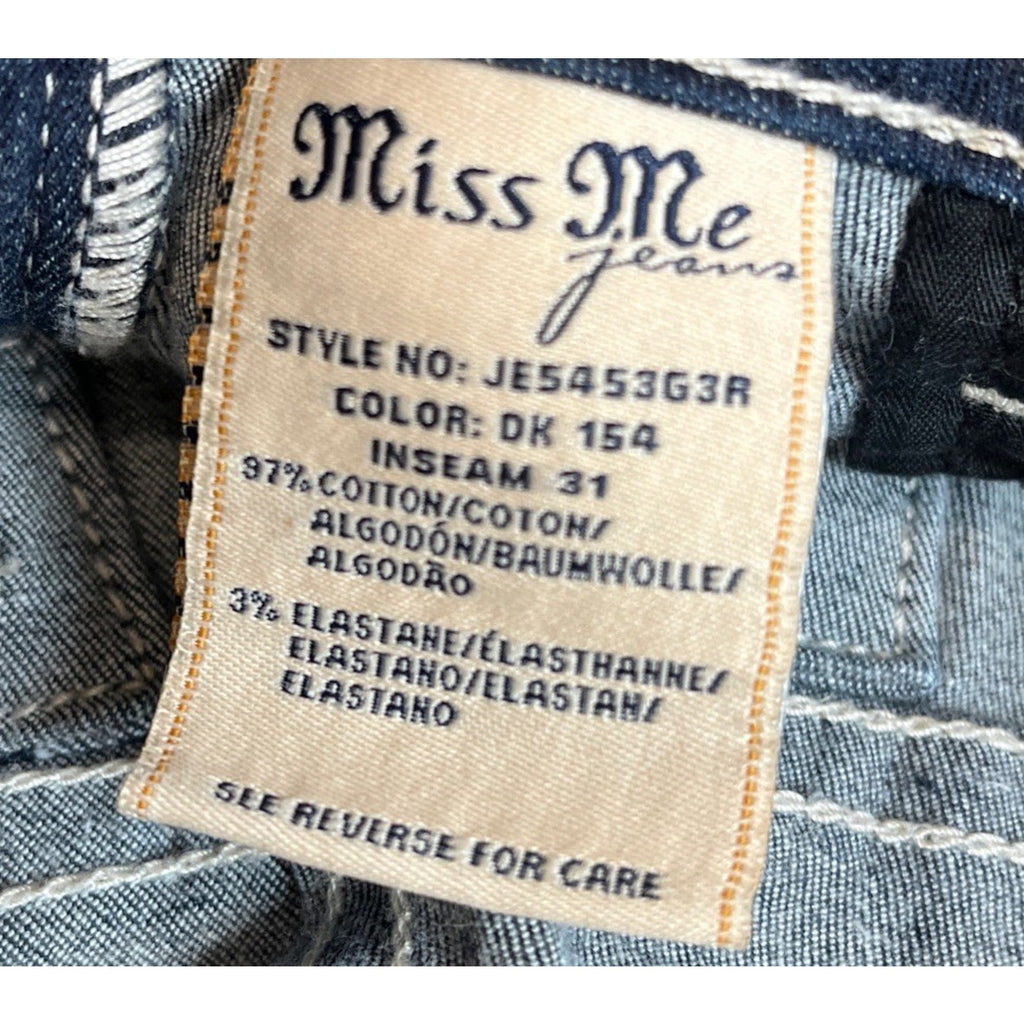 Miss Me Womens Bling Studded Skinny Jeggings Jeans Denim Dark Wash Size 27