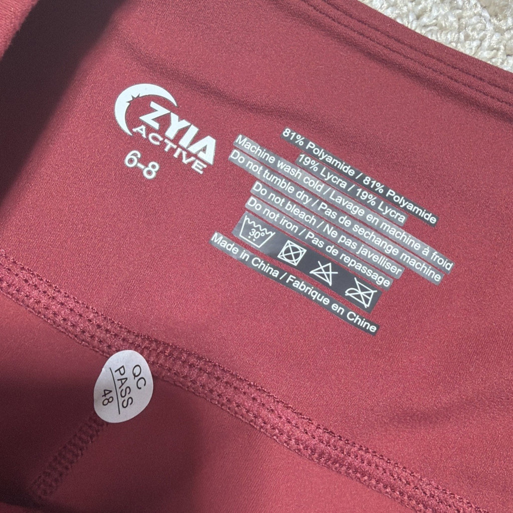 ZYIA Active Maroon Unity High Rise Leggings Size 7/8 Size 6-8 NWT