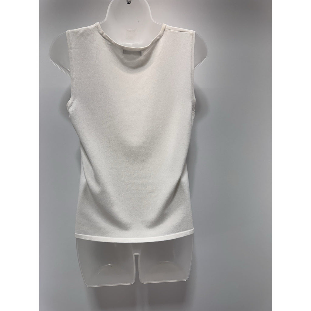 Calvin Klein White Rayon Shell Scoop Neck Sleeveless Pullover Women’s Size L