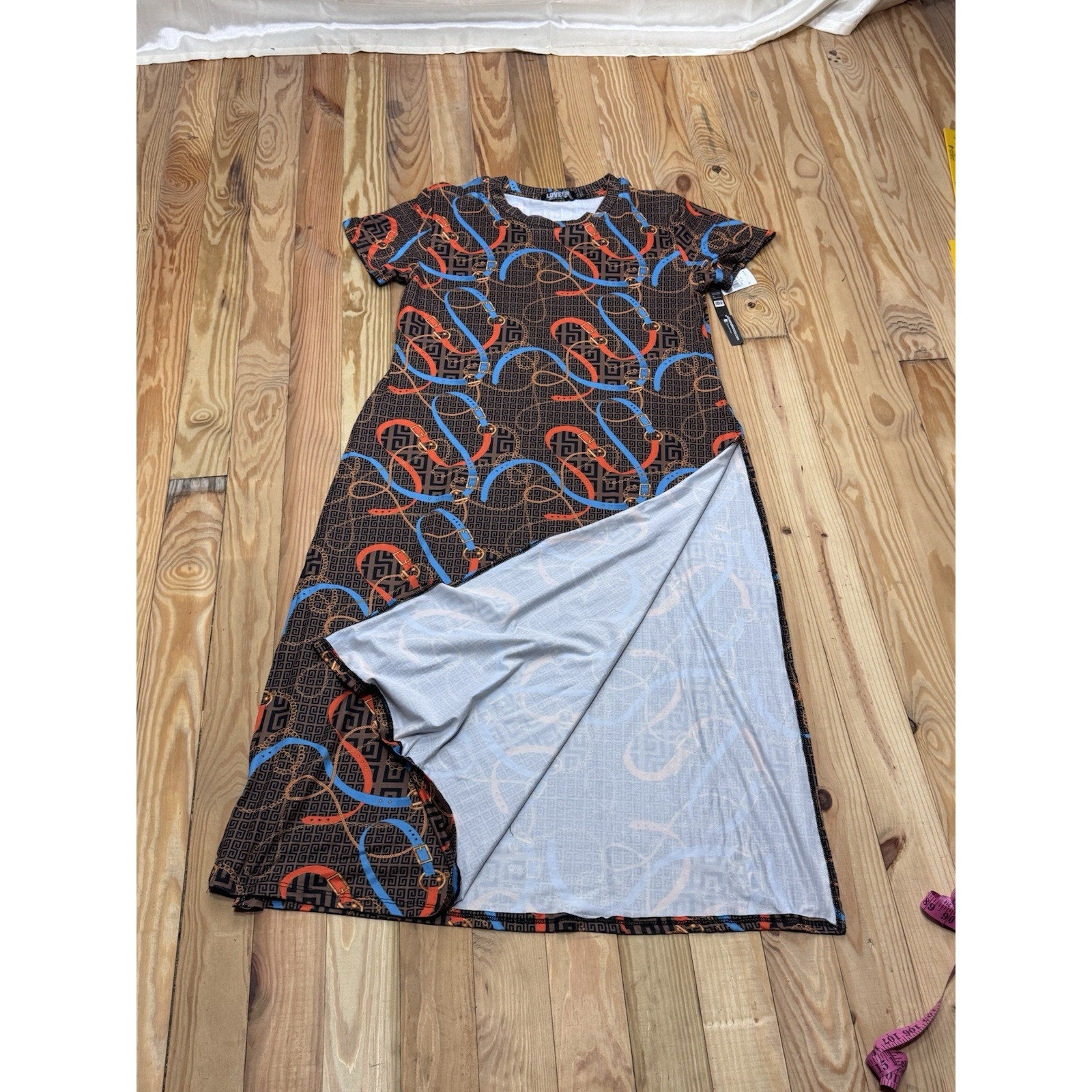 NWT Love 83 Love Yourself Dress Brown Plus 1X High Side Slit