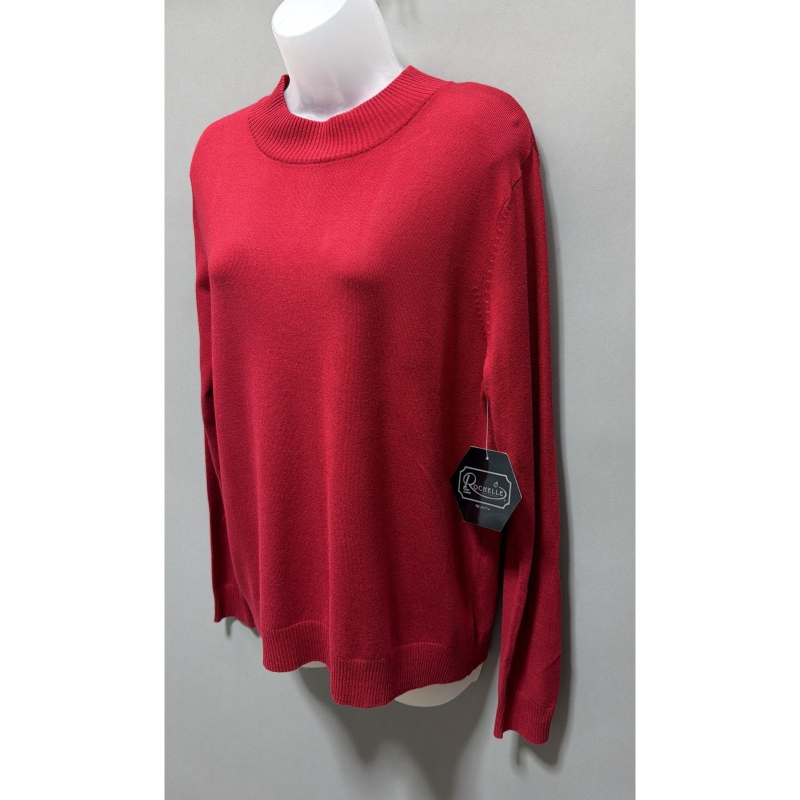 Vintage Rochelle California Red Mock Neck Long Sleeve sweater - size Small New