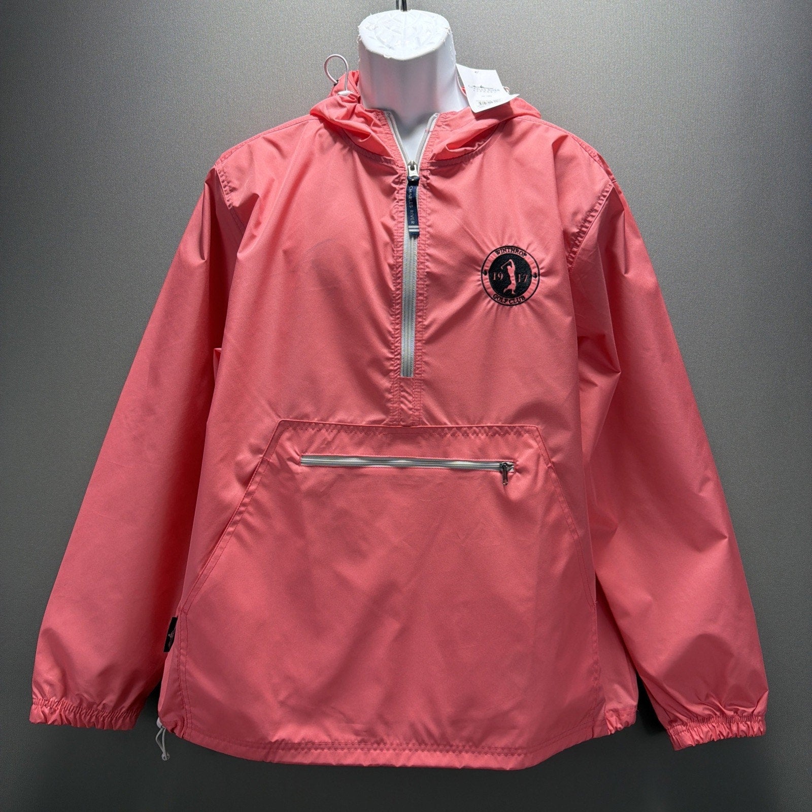 NWT Charles River Apparel Pack-N-Go Coral Rain Jacket L Winthrop Golf Club