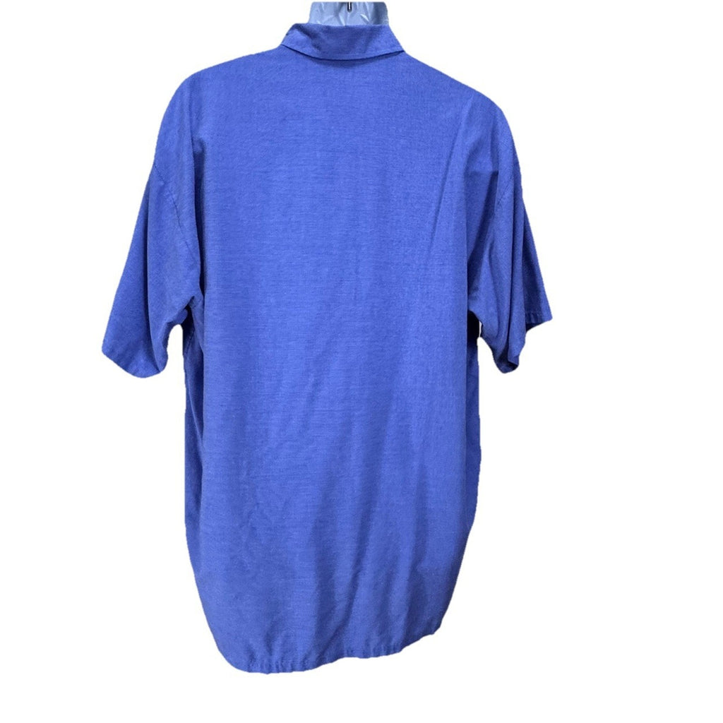 VTG La Leela Light Blue Button down Short Sleeve Casual Shirt Mens XL Made inUSA