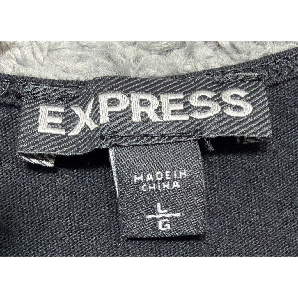 Express Womens Black Sequin Sexy Basic Tank Top Size Large