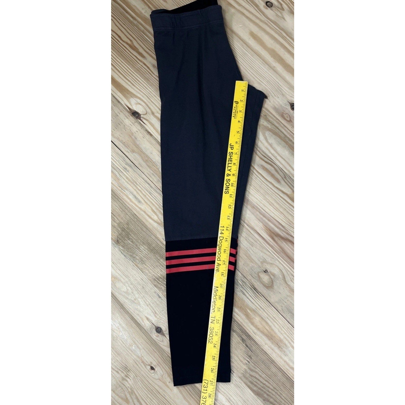 adidas womens Black And Red Stripe Leggings L 7/8 leggings