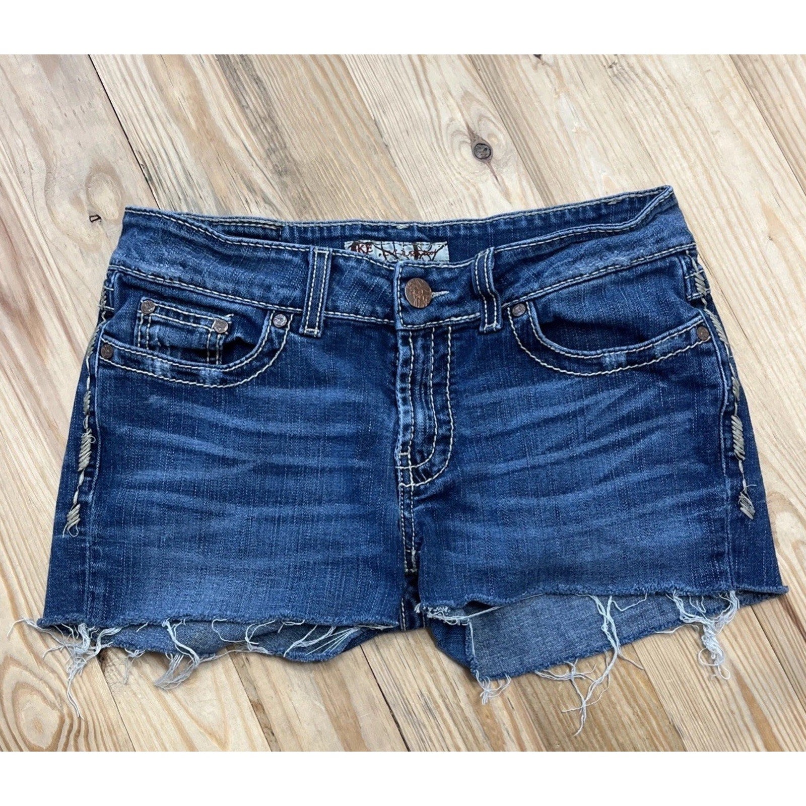 BKE Denim Shorts Womens Size 29 Blue Cuffed Distressed Culture Jean 100% Cotton