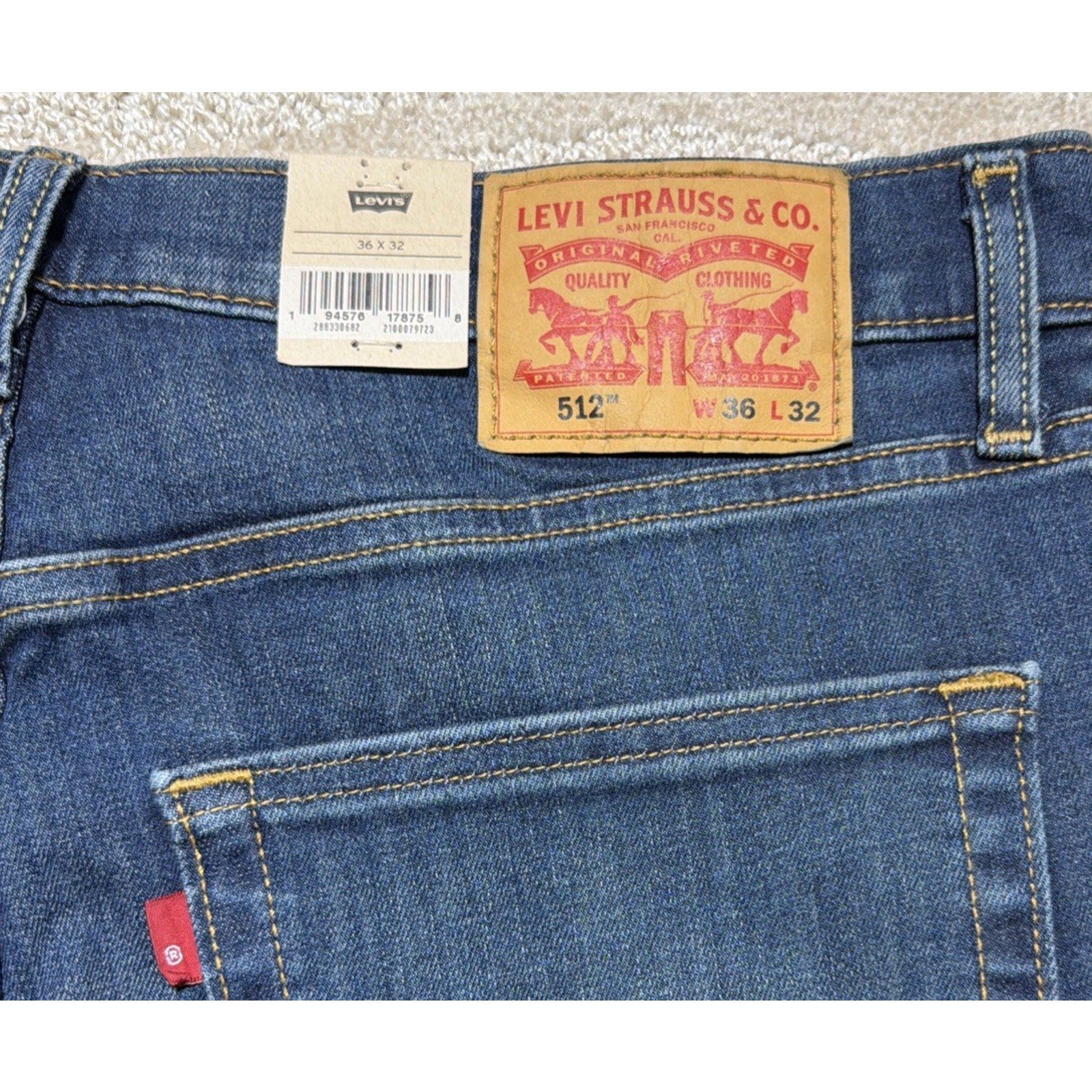 Levi’s 512 Slim Taper Stretch Denim Jeans Men’s Size 36x32 NWT