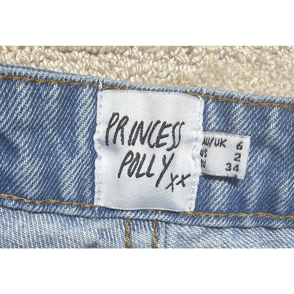 Princess Polly Straight Leg Jeans Women Size 2 High-Rise Paint Art 28x29