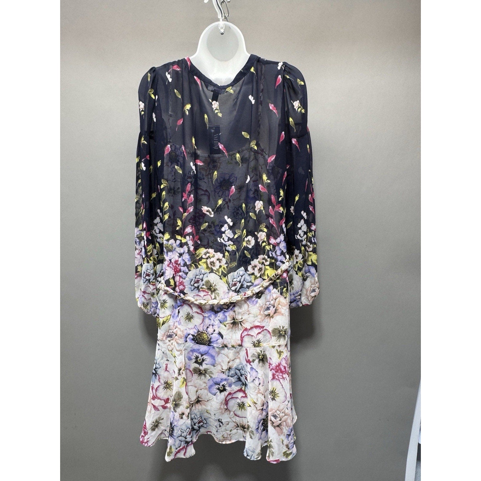 White House Black Market Floral Chain Belt Shirt Dress 17809 New Women’s Size L
