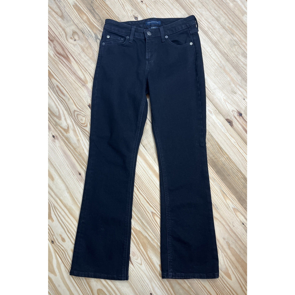 AERO Aeropostale Black Jeans Womens Reg Stretch Mid Rise Boot Cut Size 8 Short