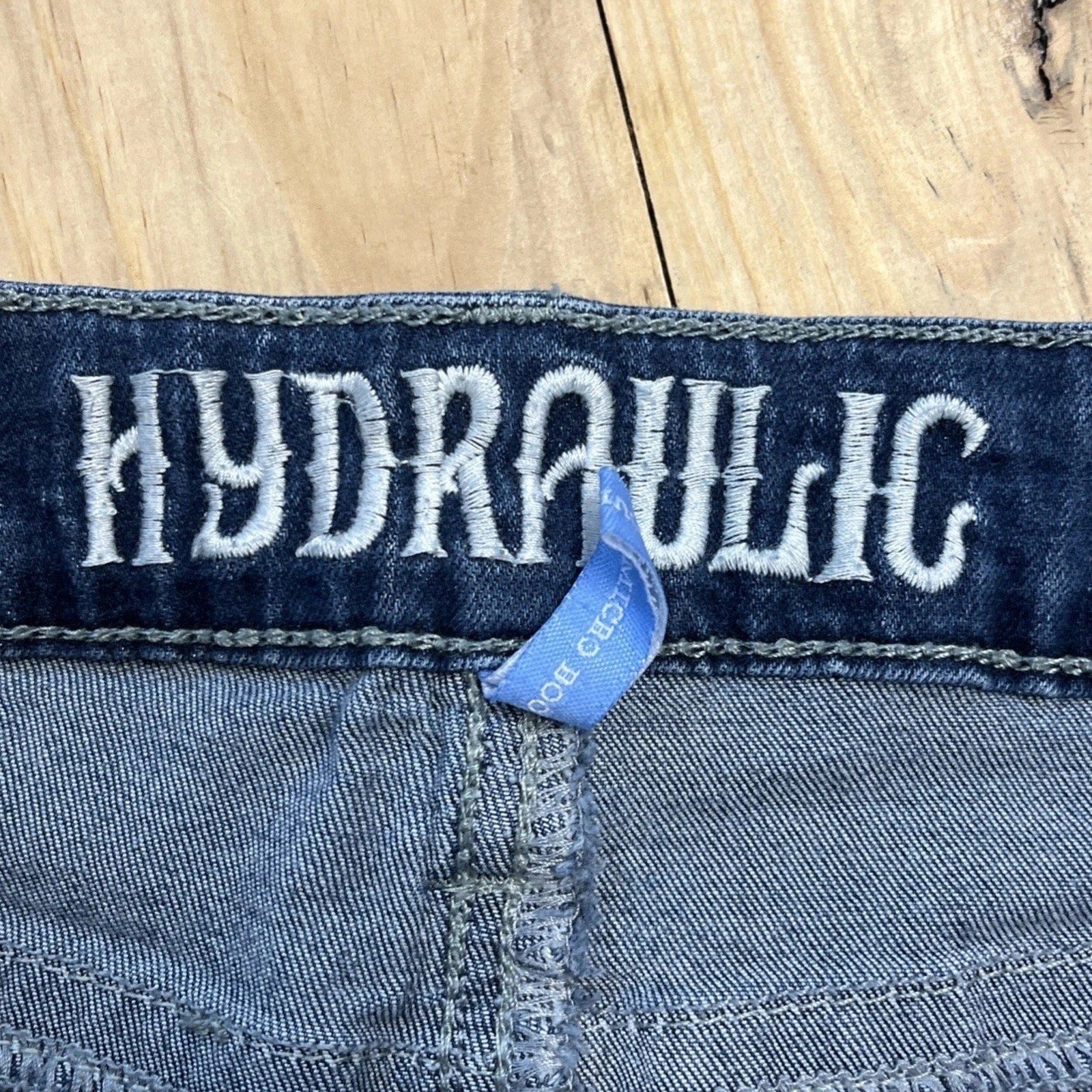 Hydraulic Y2K Denim Shorts Bailey Low Rise Distressed Embellished Pockets Sz 9