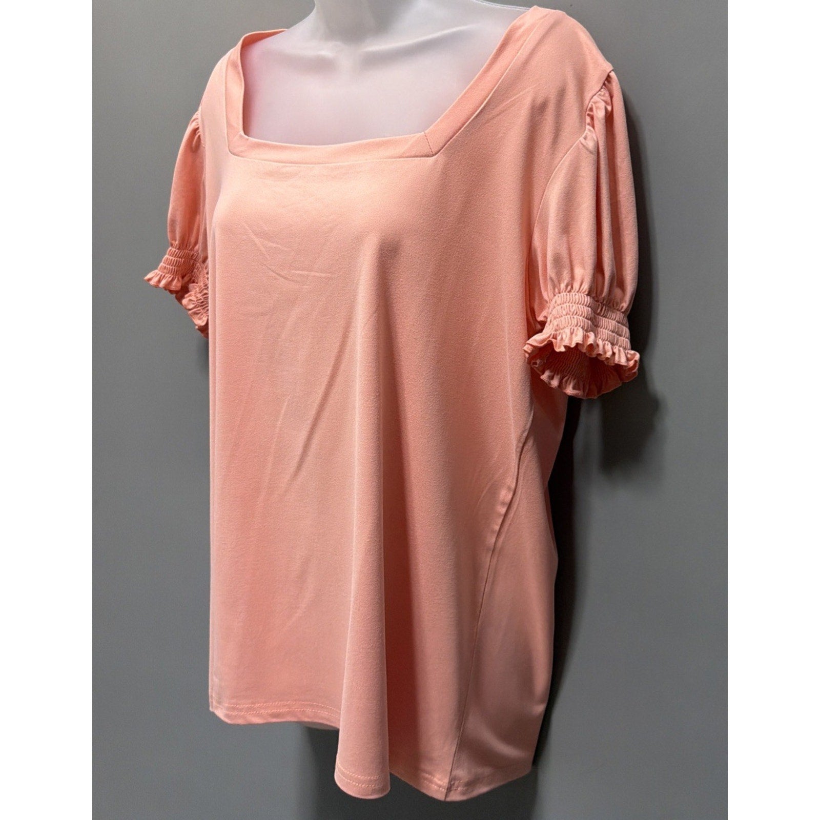 Misifi Coral Square Neck Puff Sleeve Top L Smocked Ruffle Cuff NWT