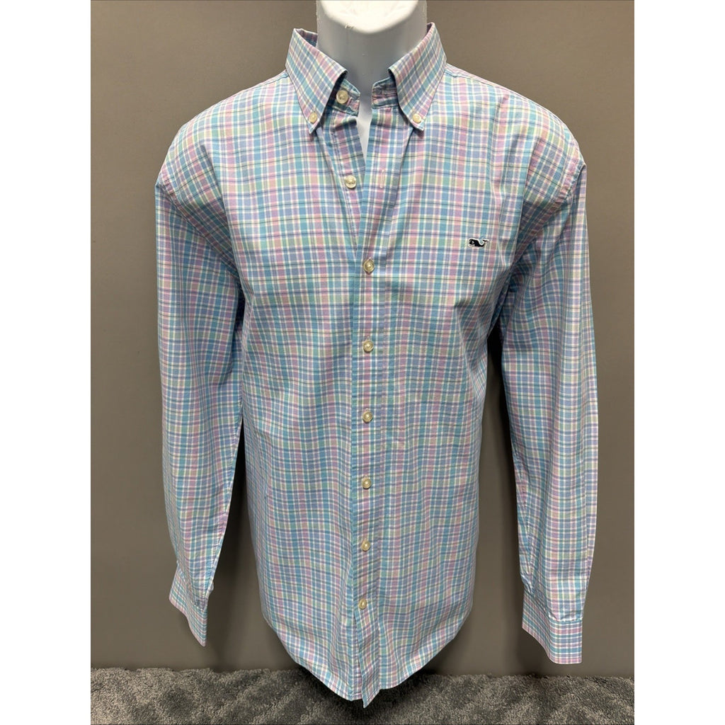 VINEYARD VINES Men's Long Sleeve Button Front Whale Shirt Size L