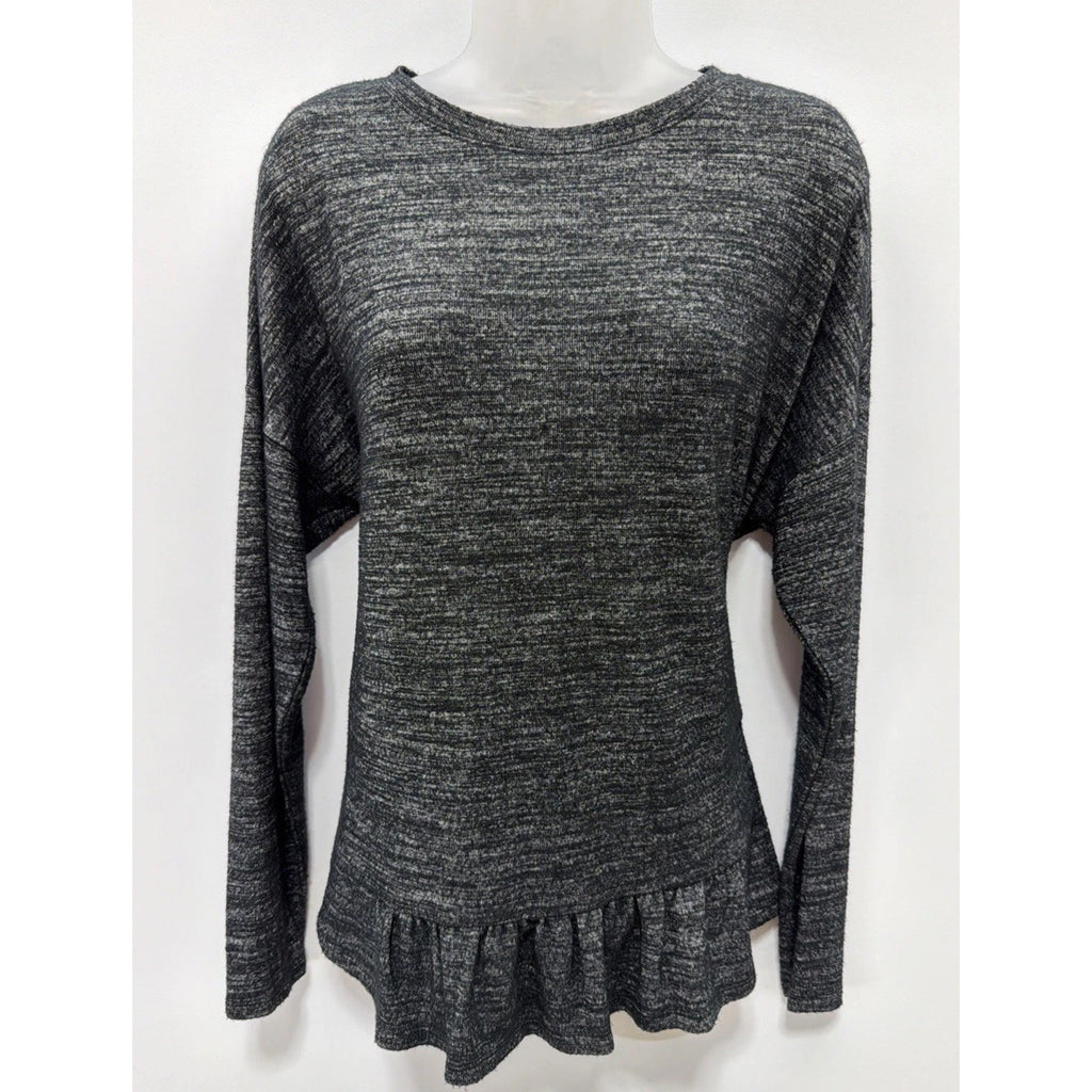 Banana Republic Sweater Large Women's Gray/Black Variegated Soft Knit Peplum