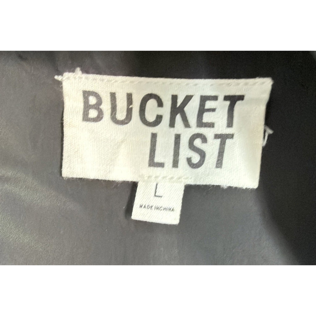 Bucket List Down Black Ruffle Sleeve Puffer Vest Collared Sleeveless Jacket L