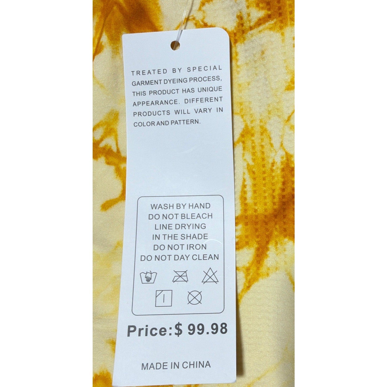 LISM Wear Tie Dye Leggings Women’s Large Yellow Gold High Waist Yoga Pants NWT