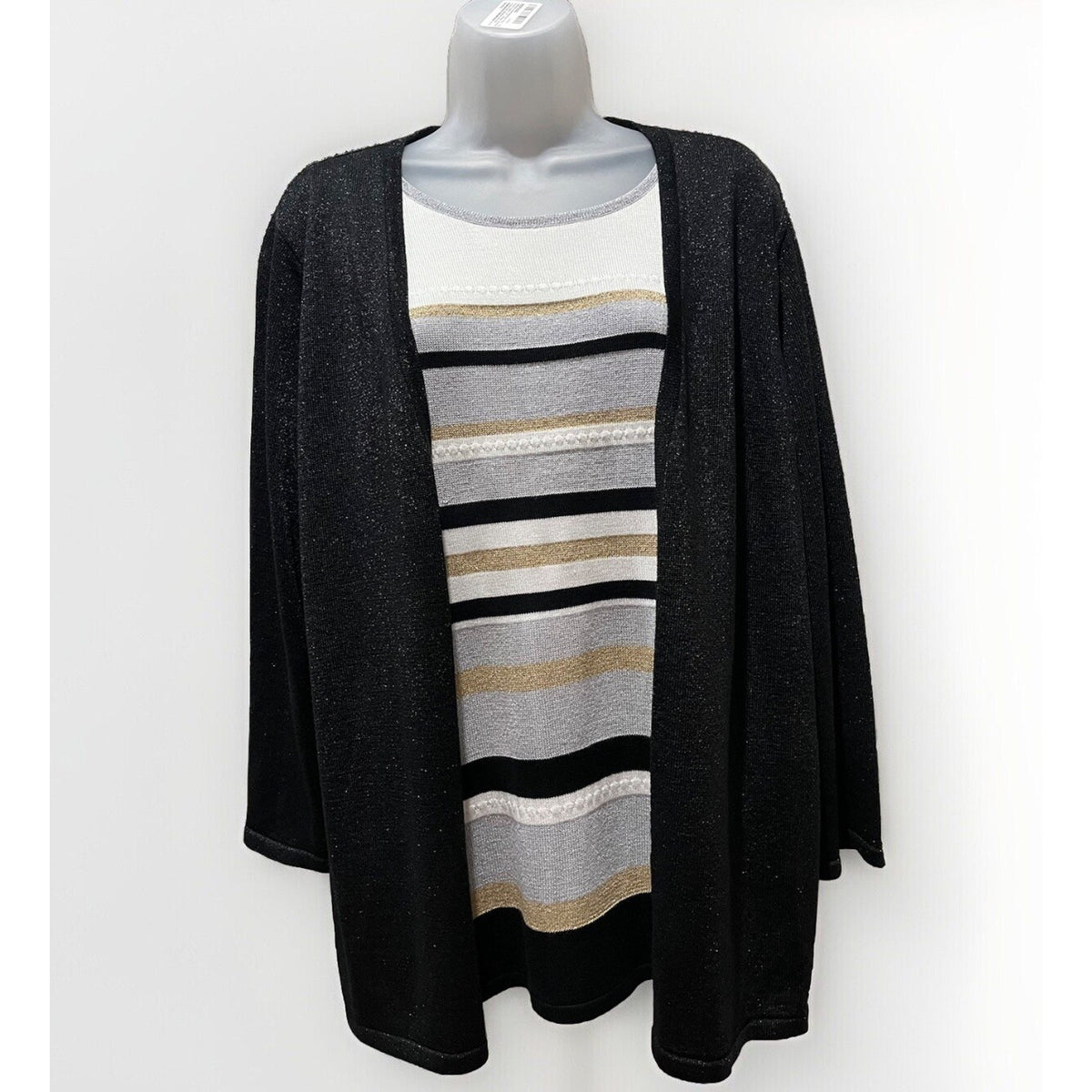 Womens Alfred Dunner Layered Sweater Pullover Size XL Shirt Cardigan Sparkly NWT