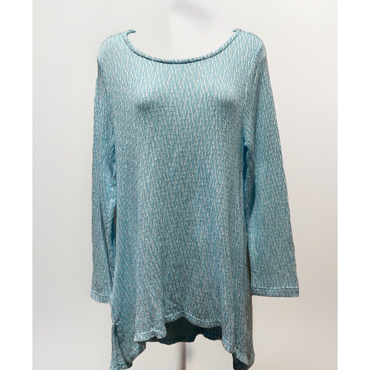 Chelsea & Theodore Sweater Women's Size L Oversize Blue Knit Boatneck Long Slv