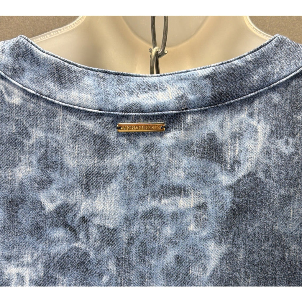 Michael Michael Kors Blue Acid Wash Grommet Keyhole Shift Dress Large Sleeveless