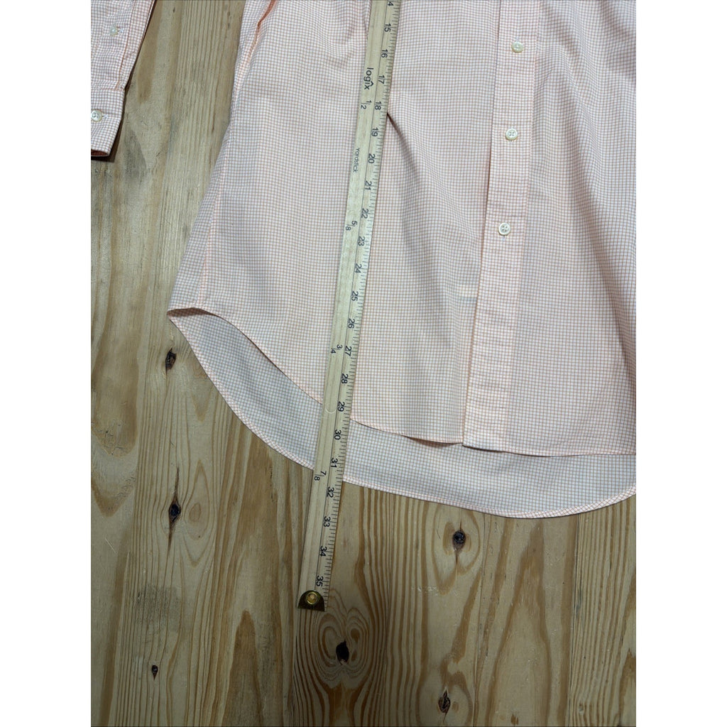 POLO RALPH LAUREN CLASSIC FIT Gingham ORANGE CHECK DRESS SHIRT MENS SZ Medium