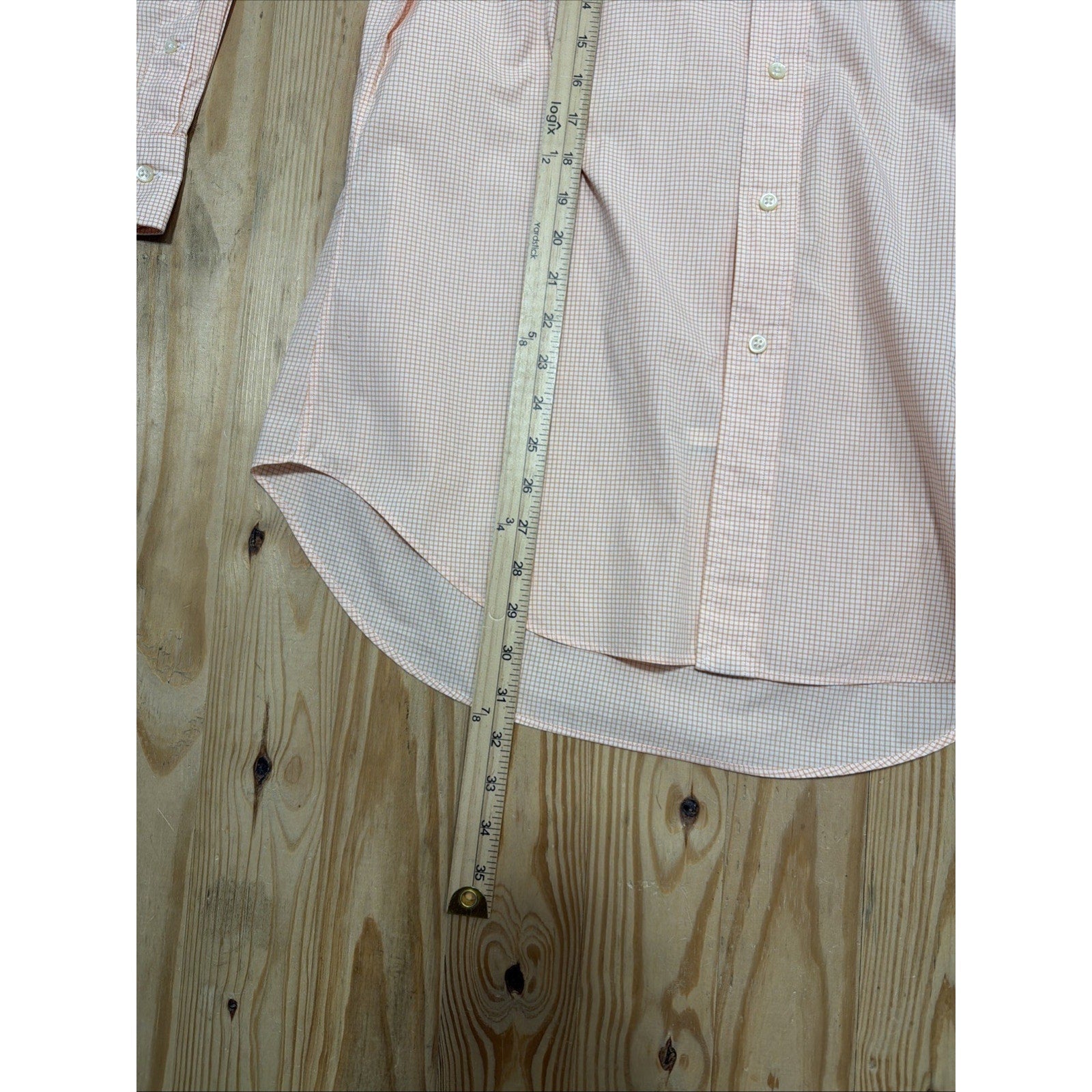 POLO RALPH LAUREN CLASSIC FIT Gingham ORANGE CHECK DRESS SHIRT MENS SZ Medium