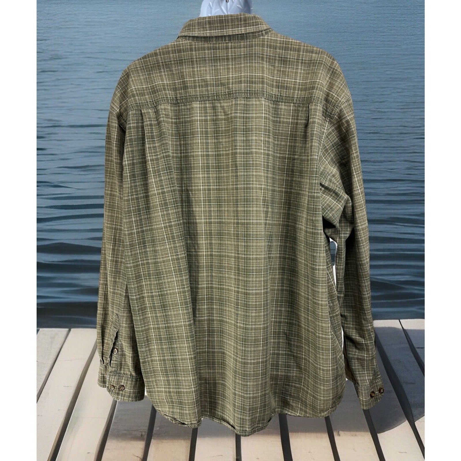 Carhartt Flannel Shirt Men's Size XL Heavyweight Cotton Plaid Original Fit Green