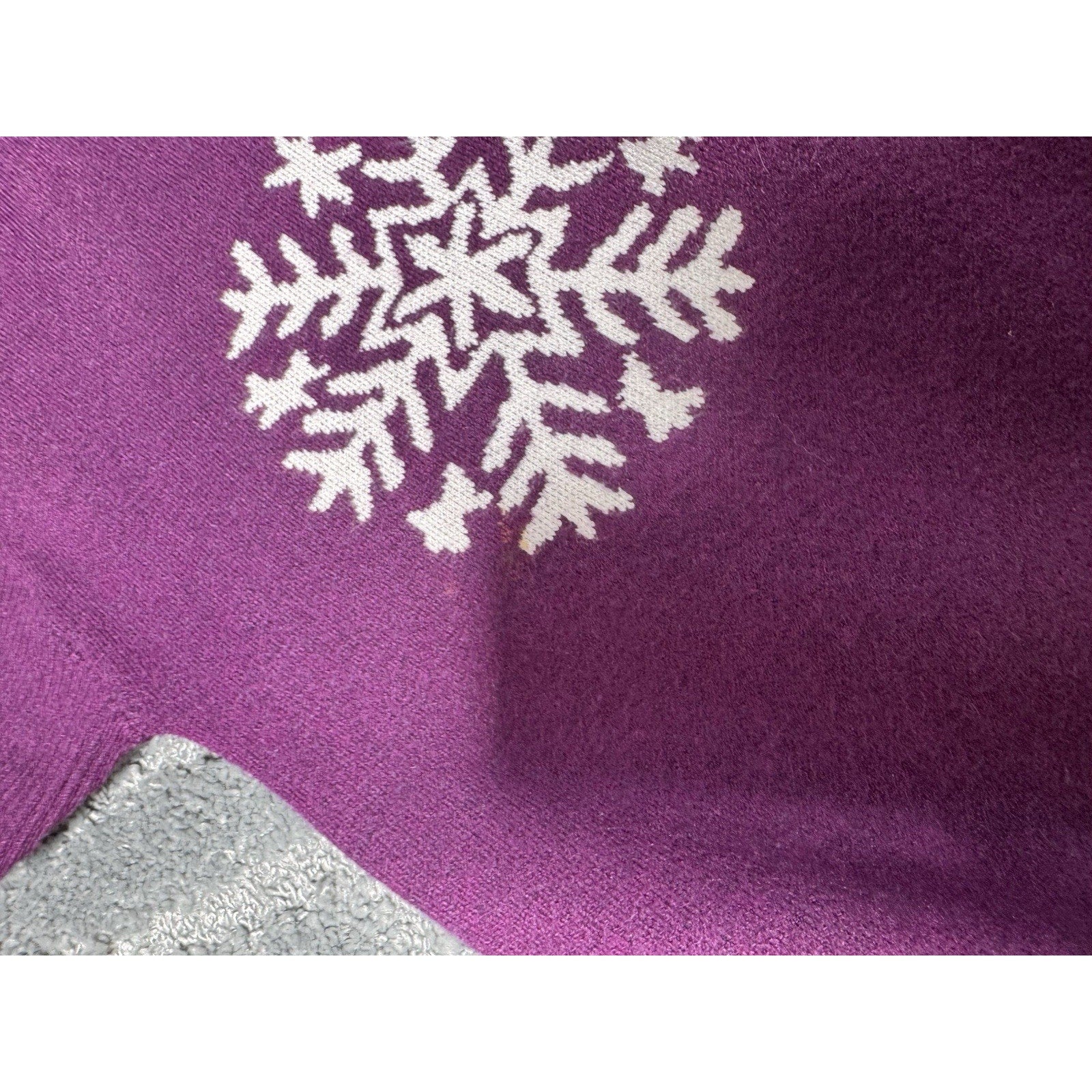 Snowflake Bodycon Dress Purple White Size M Mid Calf 3/4 Sleeve Blended SoftWool