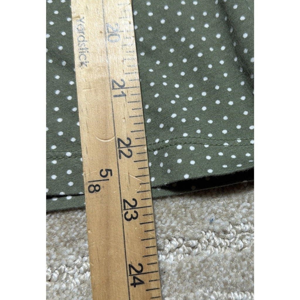 LOFT Short Sleeve GREEN Polka Dot BLOUSE Women's Medium