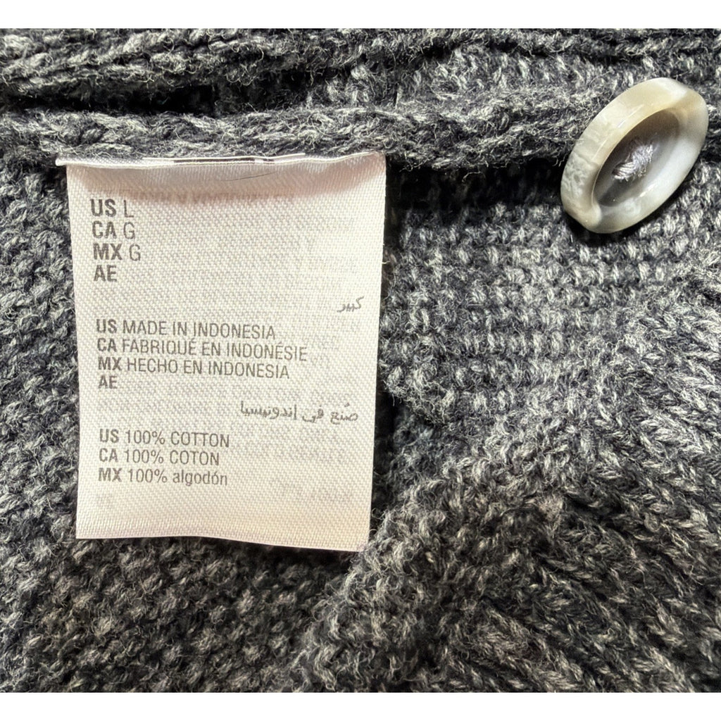 NWT Club Room Chunky Cable Knit Shawl Collar Cardigan Grandpa Fisherman L Gray