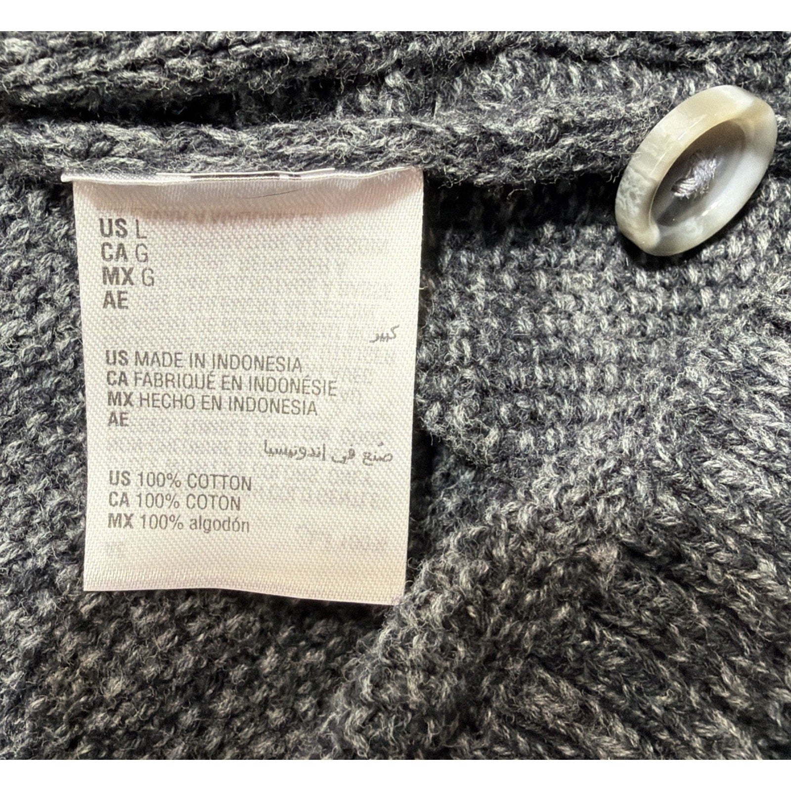 NWT Club Room Chunky Cable Knit Shawl Collar Cardigan Grandpa Fisherman L Gray