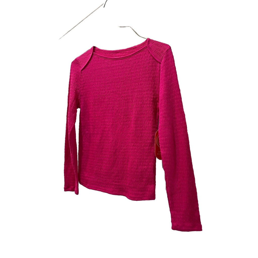 Wonder Nation Girl's Hot Pink Medium 7-8 Long Sleeve Texture Tee