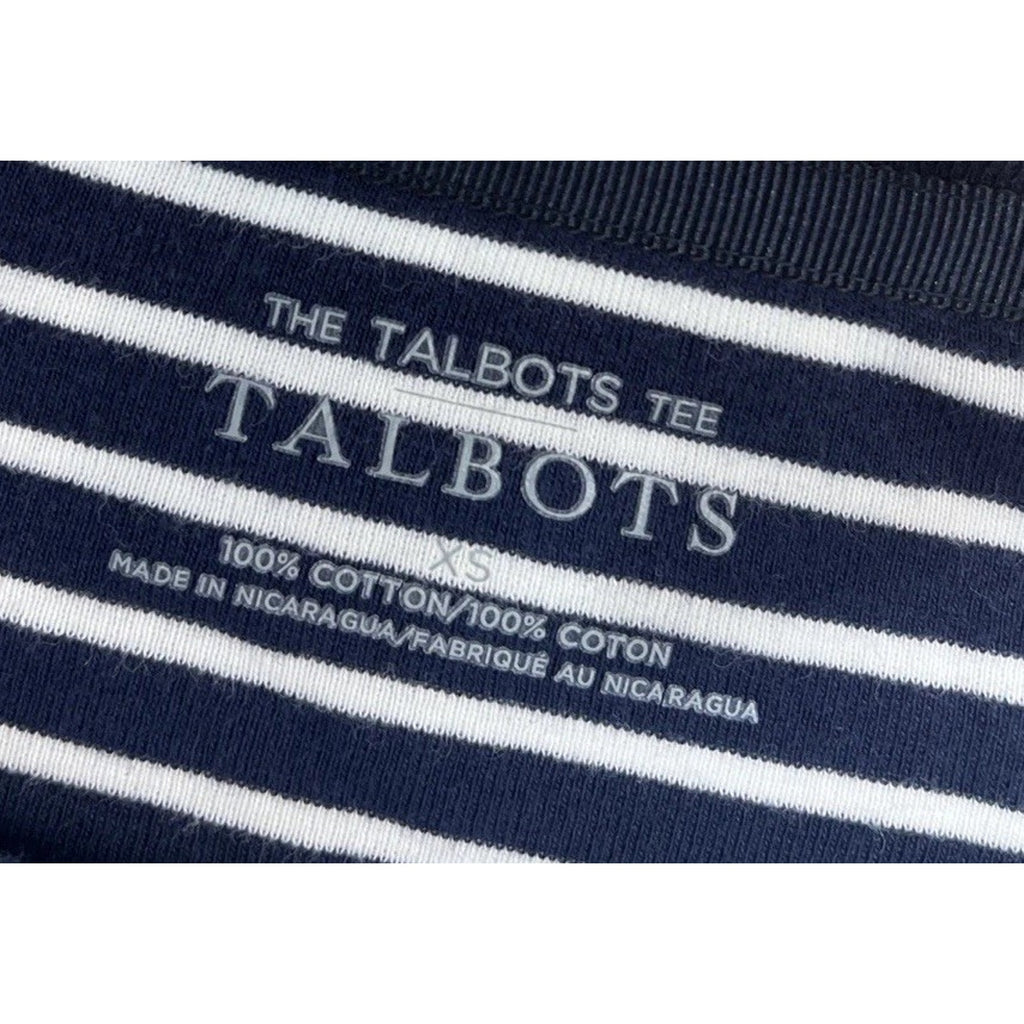Talbots Women's XS Knit Top Striped Navy Blue White Stretch Long Sleeve