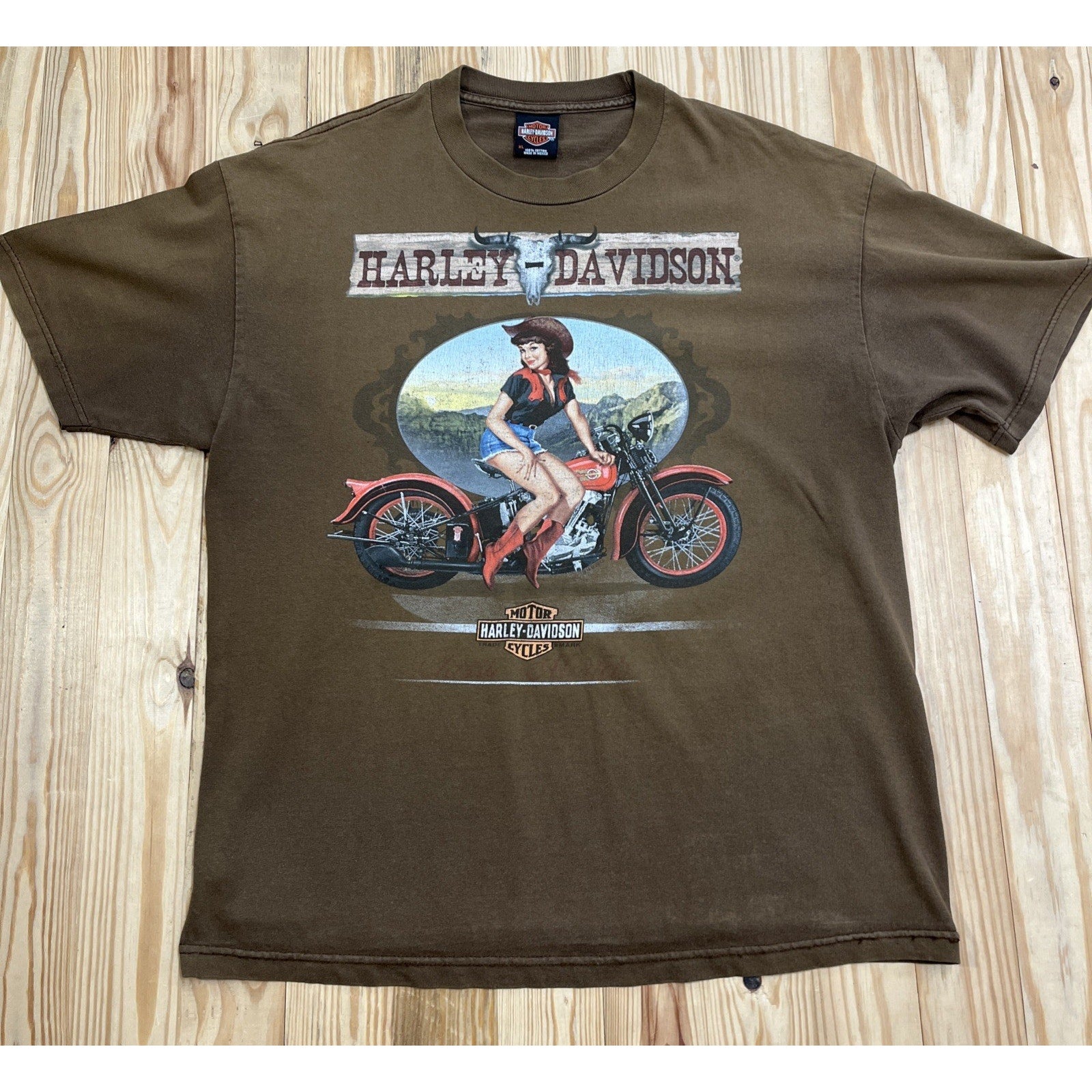 Harley Davidson Biker Babe Motorcycle Graphic T-Shirt Mens XL South Dakota 2010