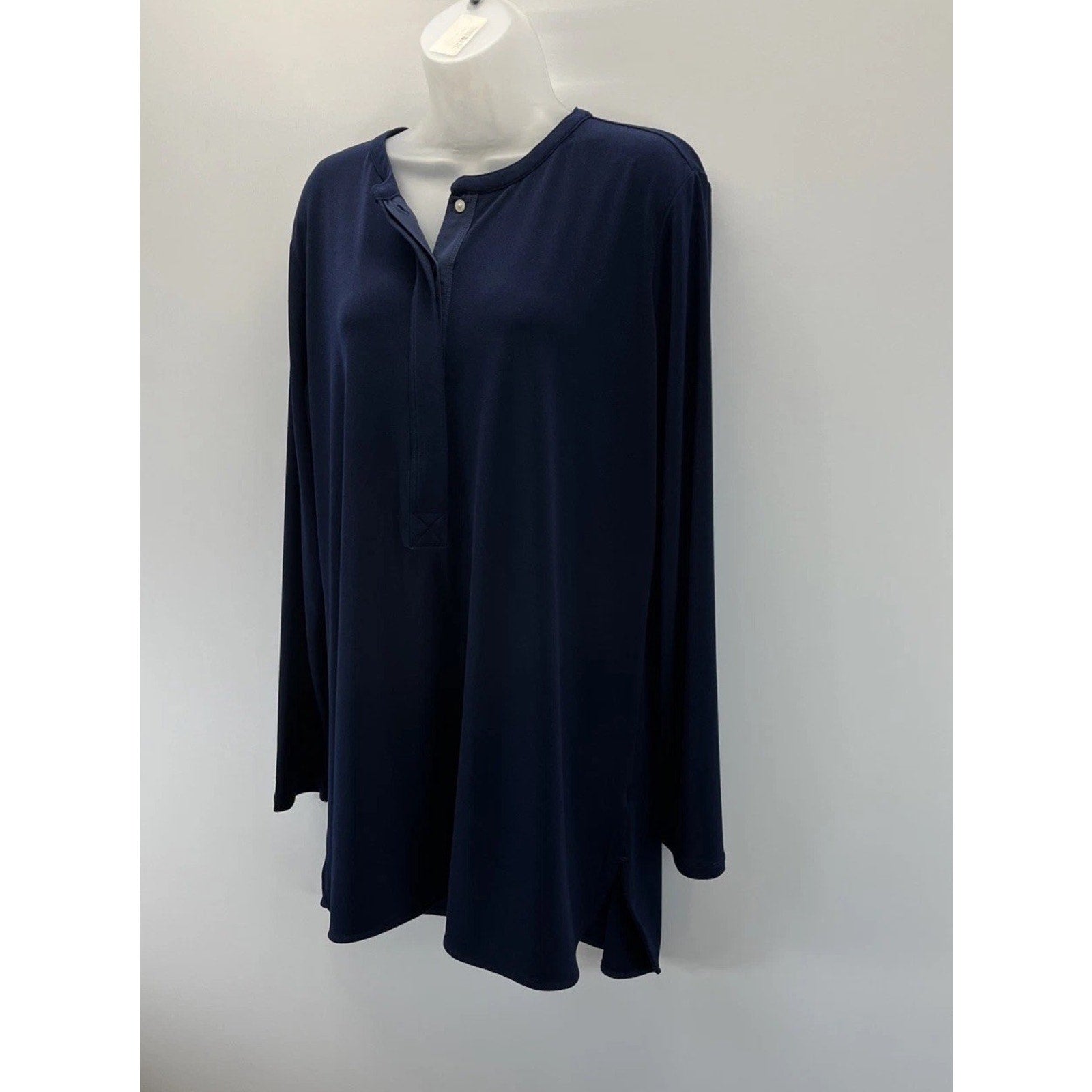 Lauren Ralph Lauren Long Sleeve Navy Stretch Tunic Top Size 1X