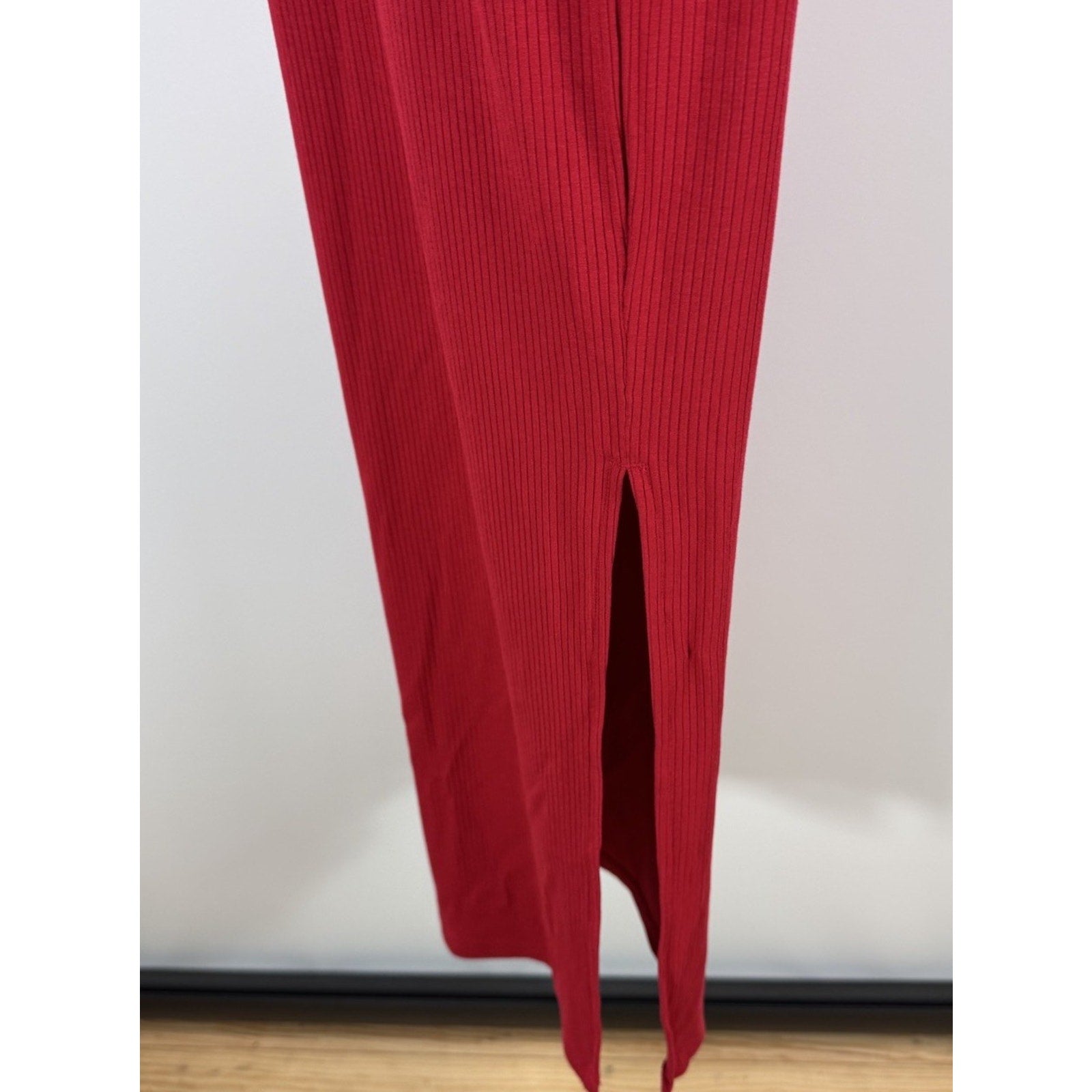 Loft Ann Taylor Red Halter Stretch Knit Side-slit Maxi Dress Size X-Small