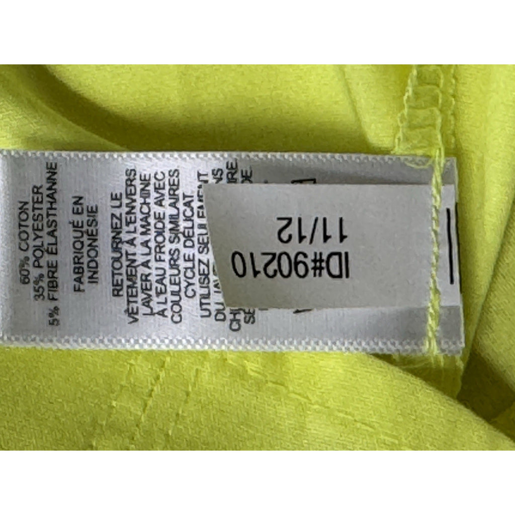 Express Yellow Sheer Hidden Button Down Shirt Short Sleeve Women’s Size L NWT