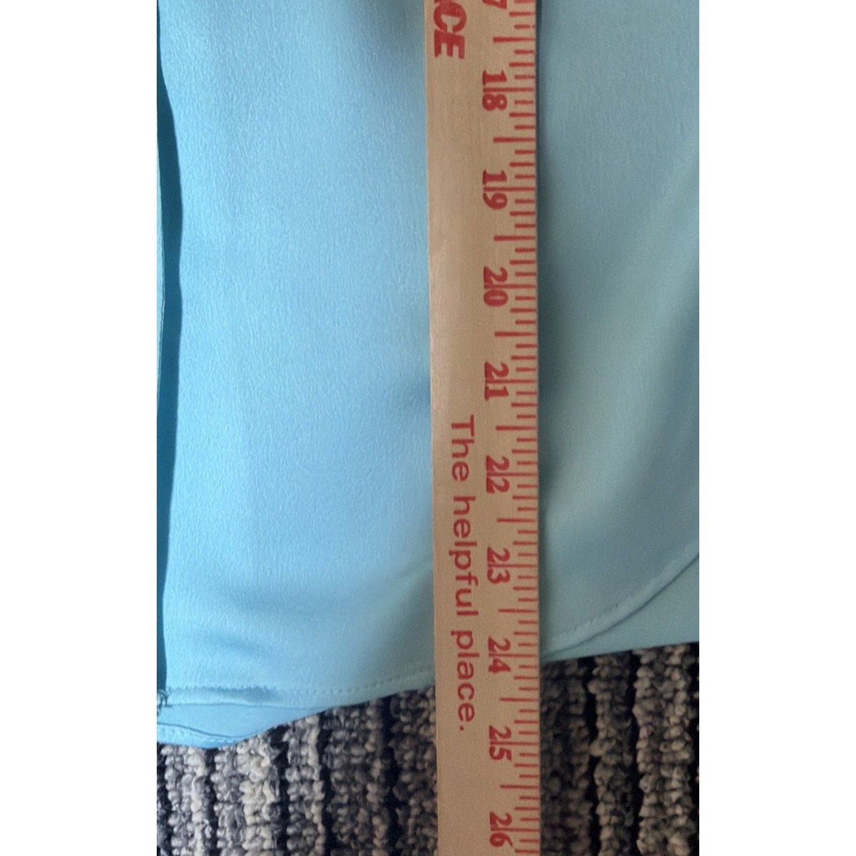 Ann Taylor Blue Satin Ruffle Button Short Sleeve Blouse Size XS