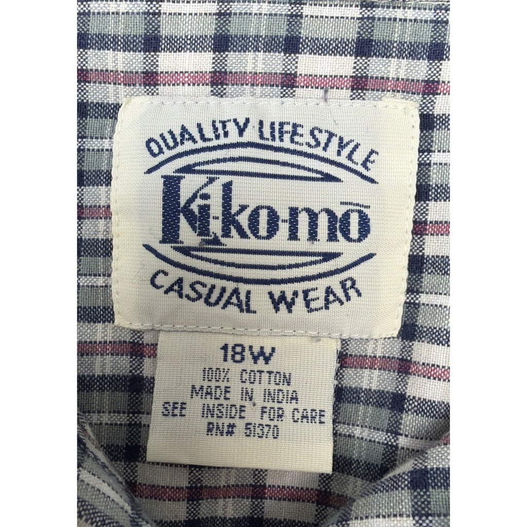 Vintage Kikomo Womens Button Down Shirt size 18W Striped Western Boho Country