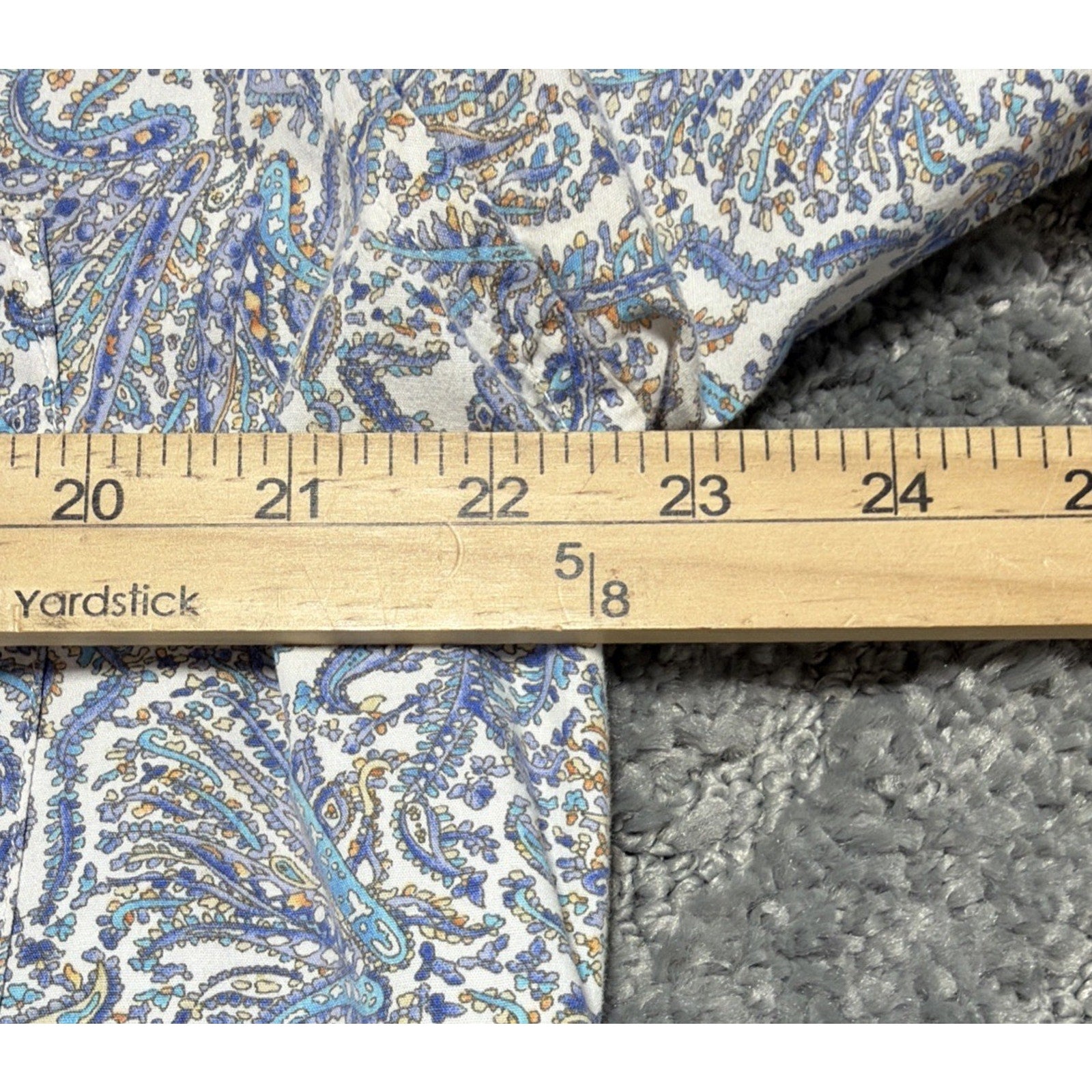 Alan Flusser Shirt Mens Large Blue Paisley Cotton Button Up Preppy Casual