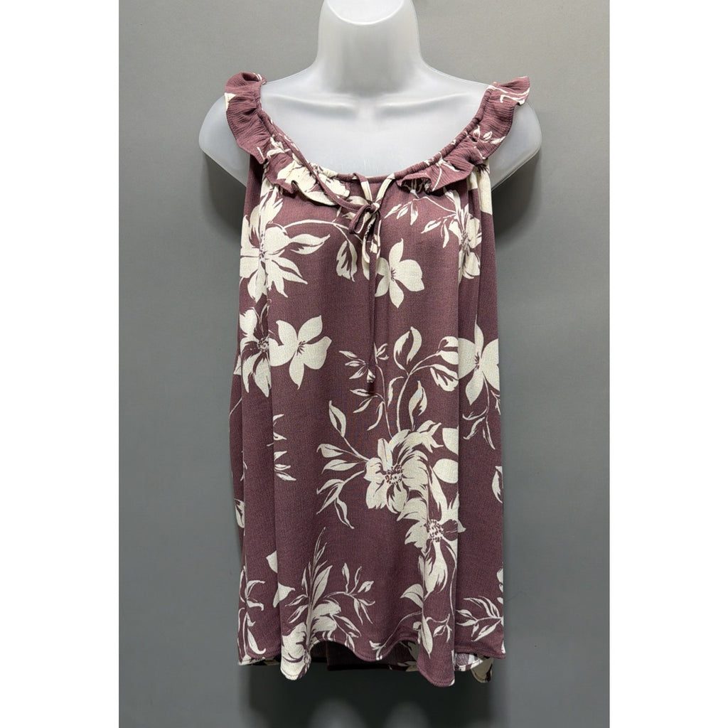 Torrid Floral Print Washable Crinkle Gauze Ruffle Tie Front Tank Size 2/2X NWT