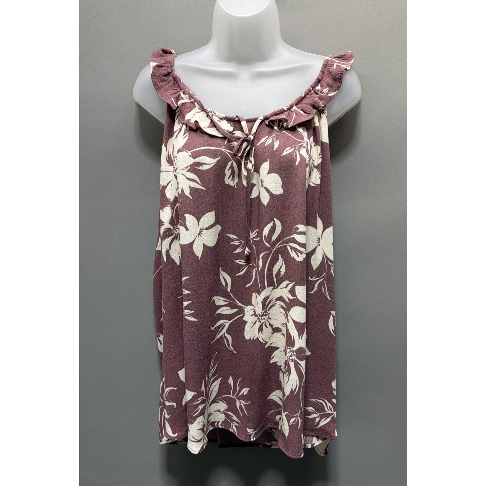 Torrid Floral Print Washable Crinkle Gauze Ruffle Tie Front Tank Size 2/2X NWT