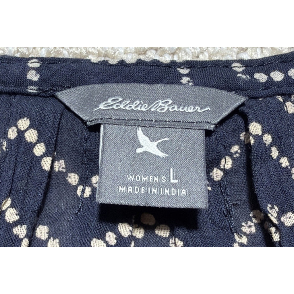Eddie Bauer Women's Tank Shirt Blue Size L Sleeveless Blouse Top 100% Cotton