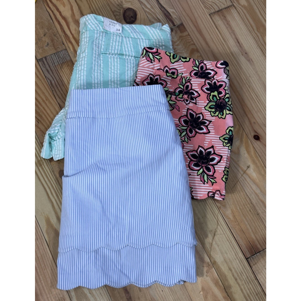 SET of 3 Crown & Ivy 2 Shorts, 1 Skirt size 14 Just In Time For Warm Weather