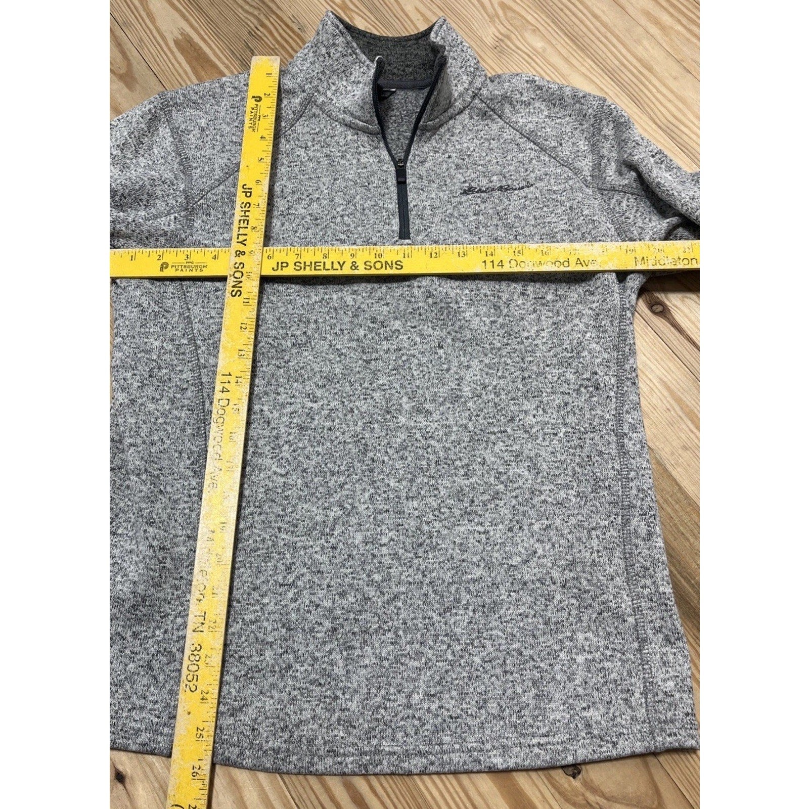 Eddie Bauer Fleece Mens M Quarter Zip Long Sleeve Heathered Gray