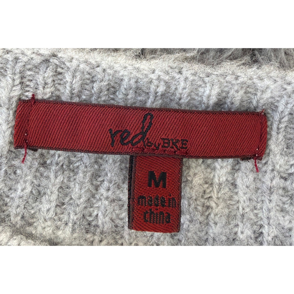 Red By Bke Faux Pearl Embellished Super Soft Mock Neck Knit Sweater Womens M